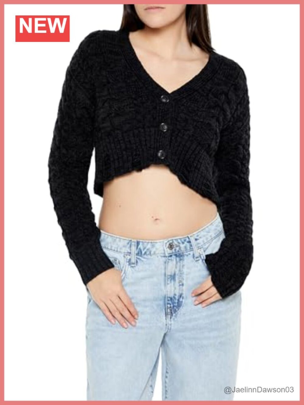 Cable Knit Cropped Cardigan Sweater Button Front Long Sleeve